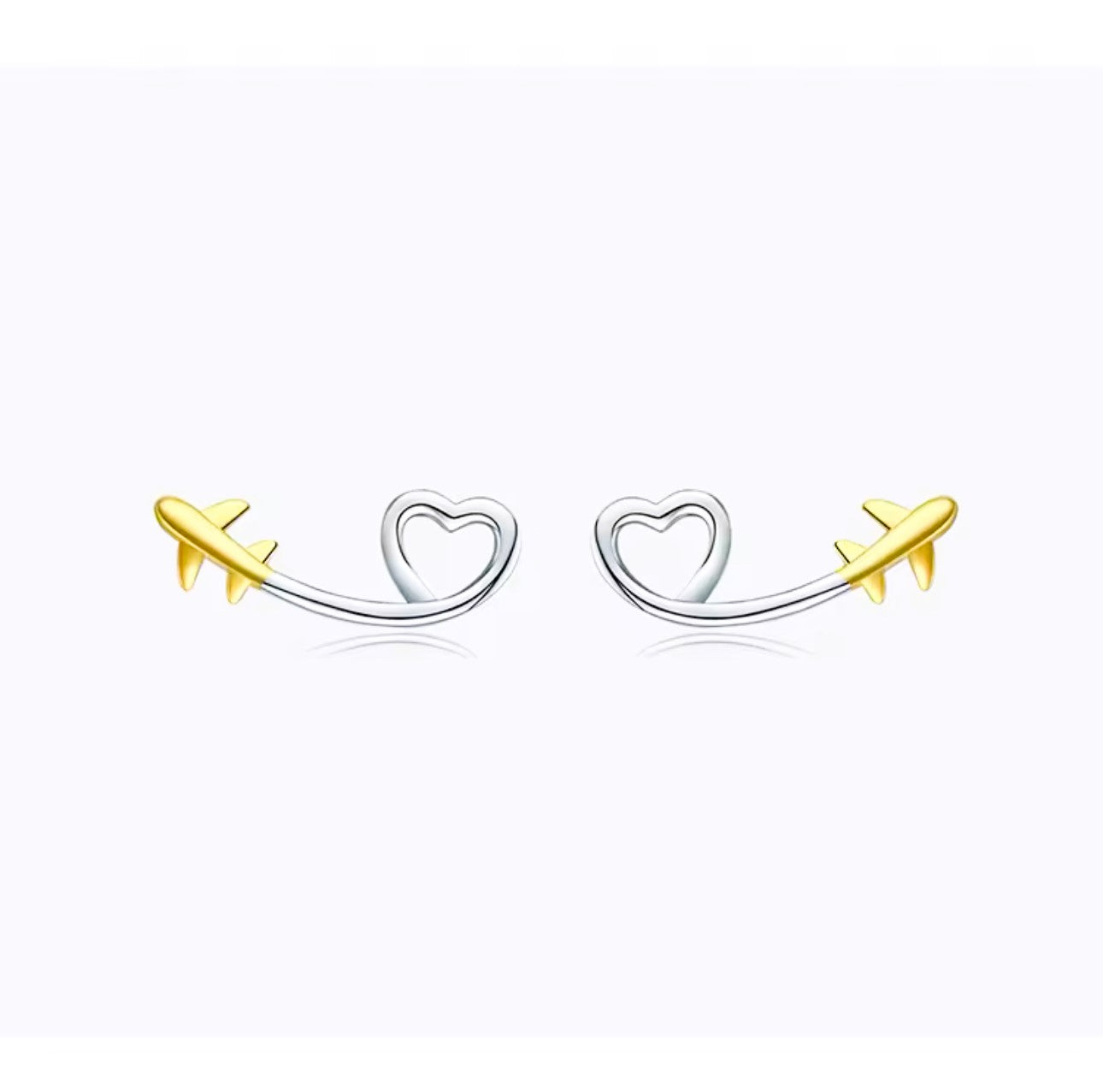 Sterling 925 Airplane/Heart Stud Earring