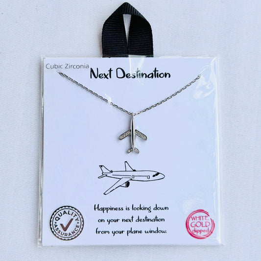 "Next Destination" Airplane Necklace (Silver)