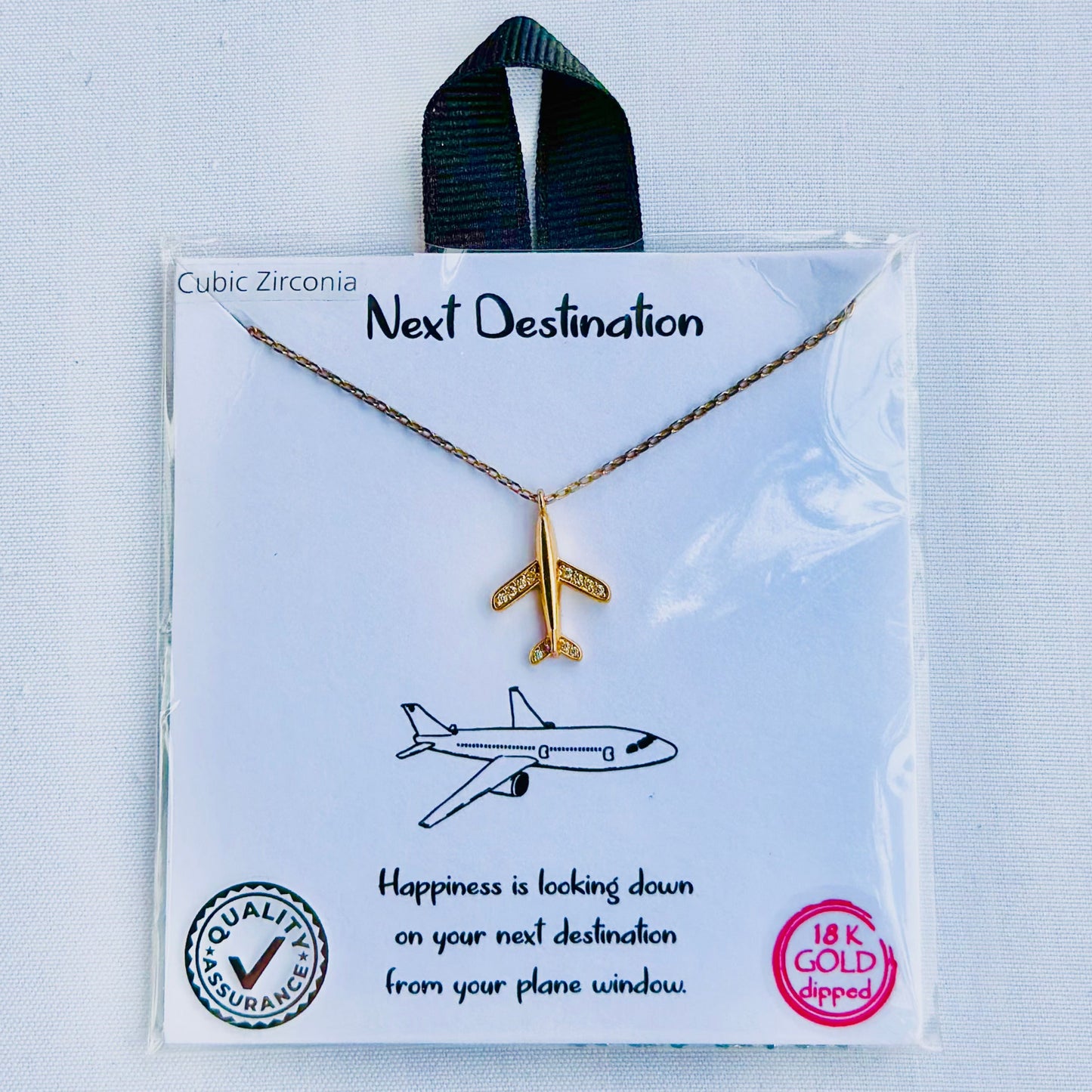 "Next Destination" Airplane Necklace (Gold)