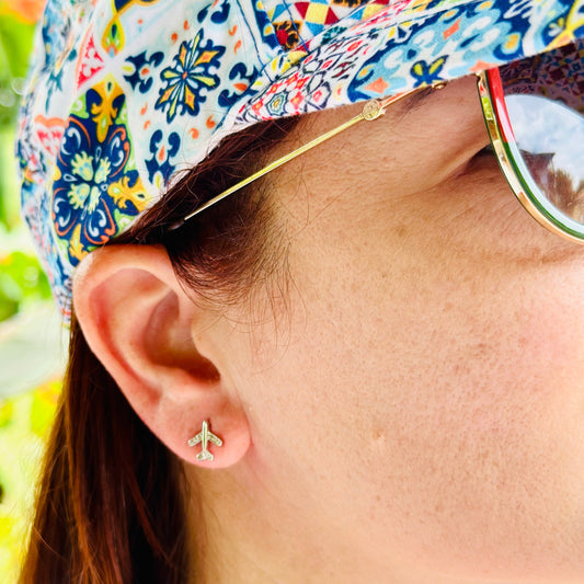 "Next Destination" Airplane Drop Earrings (Silver)