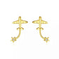 Sterling 925 Gold Airplane Earring
