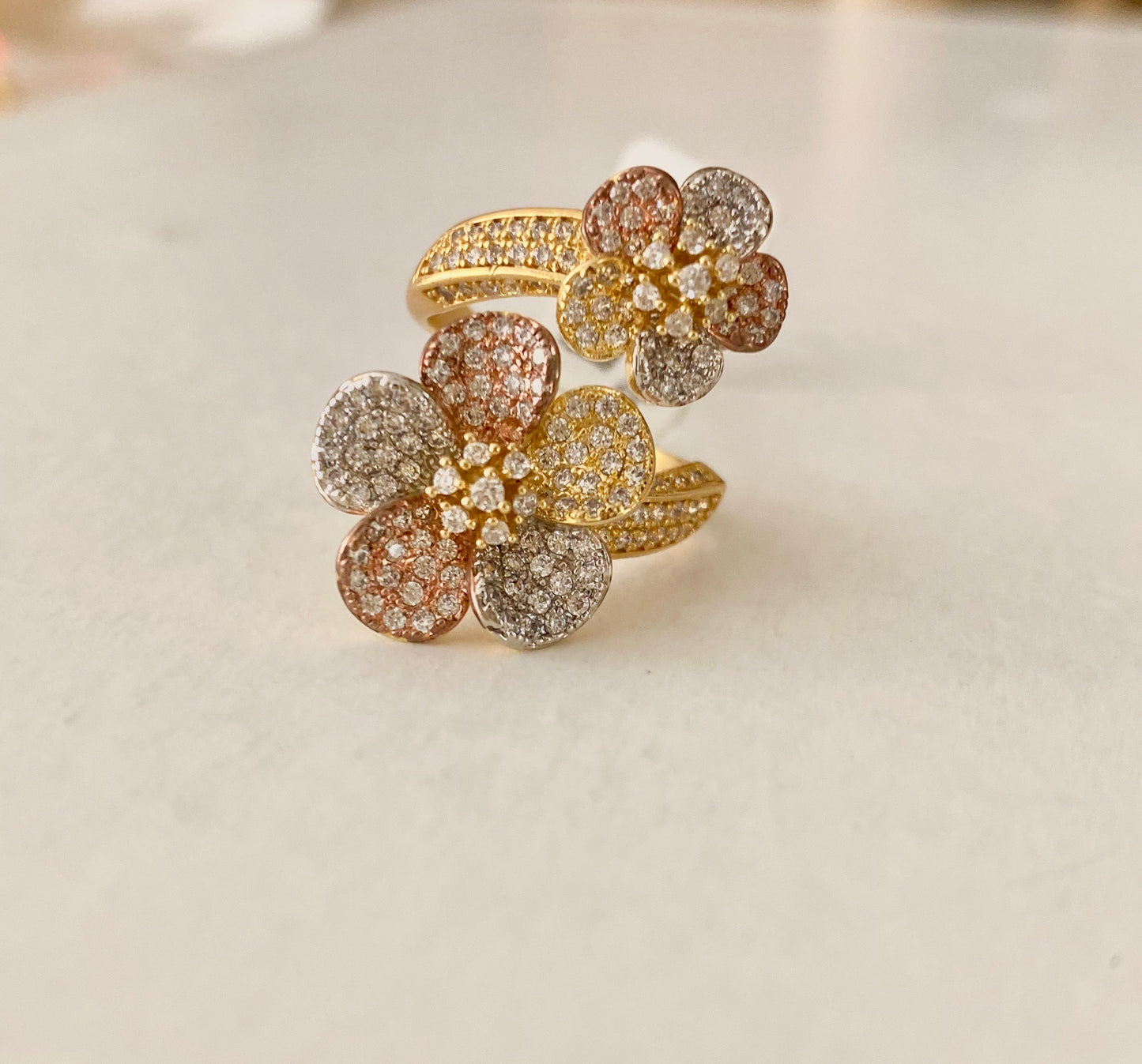 Three Tone Flower Ring