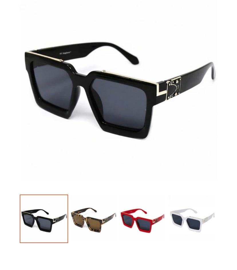 Metal Trimmed Square Sunglasses