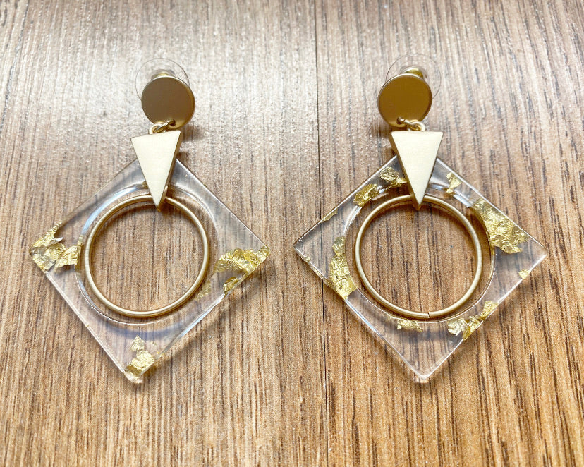 Acetate Rhombus Hoop Drop Earring