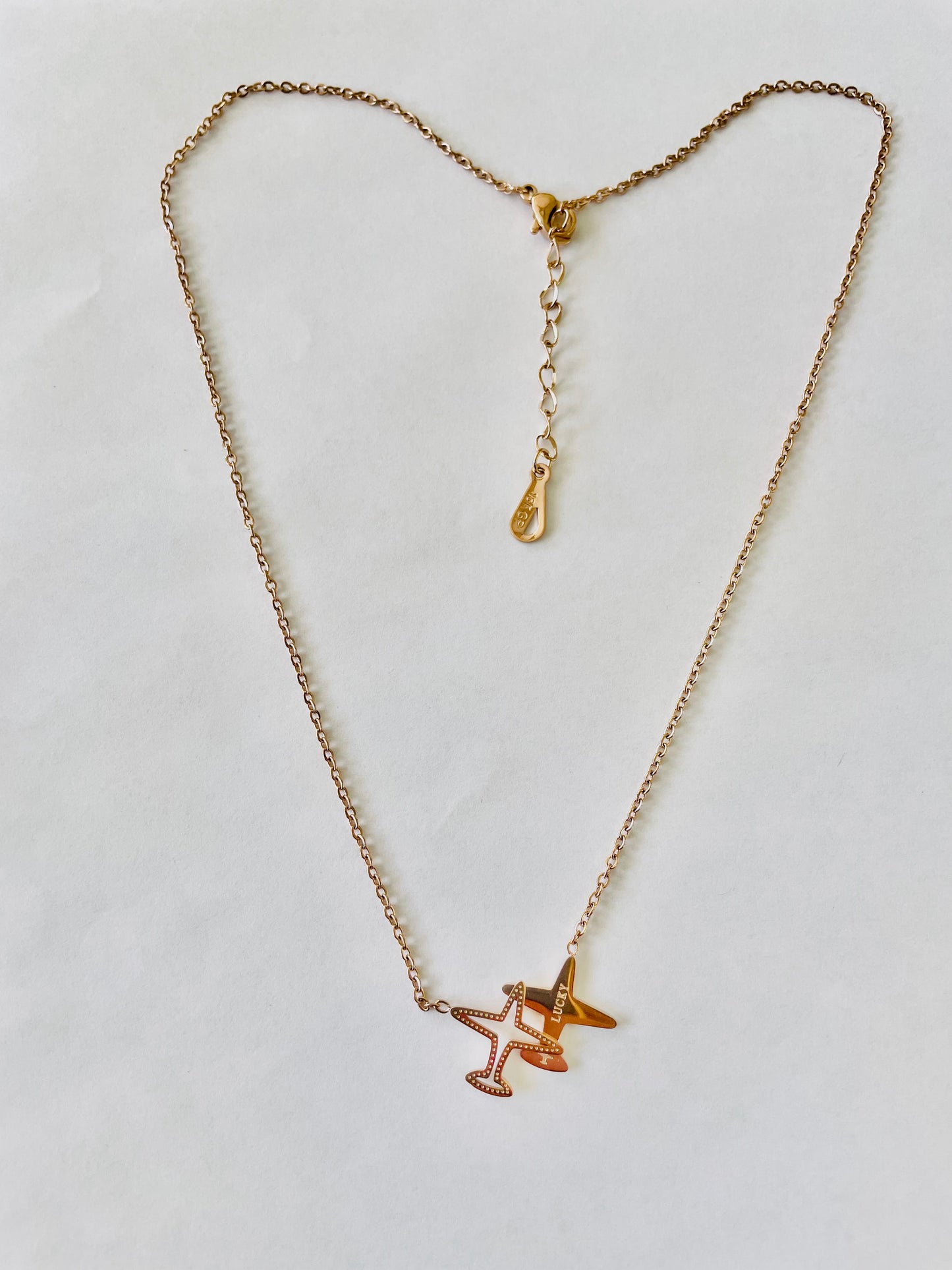 Lucky Airplane Necklace (Rose Gold)