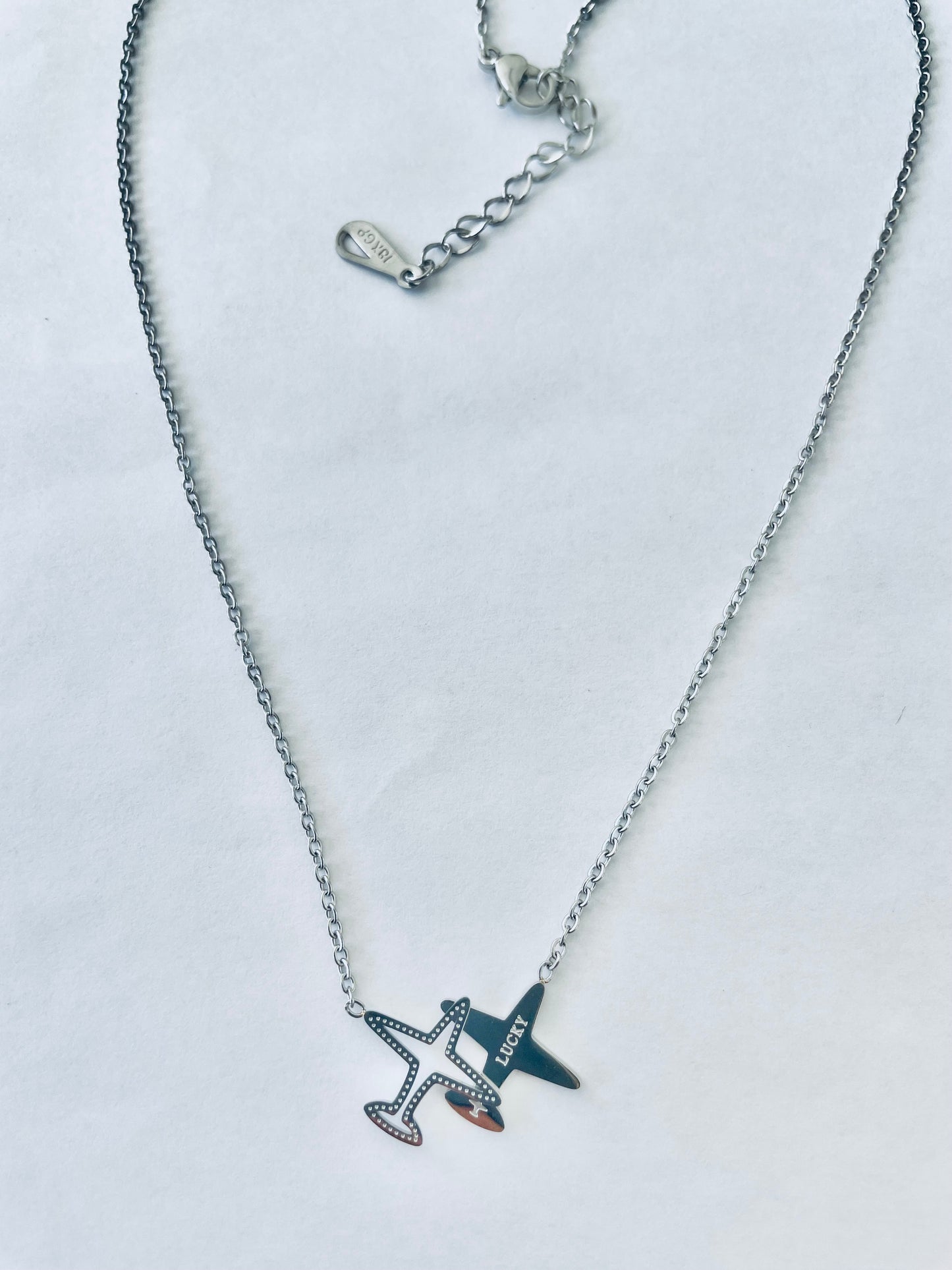 Lucky Airplane Necklace (Silver)