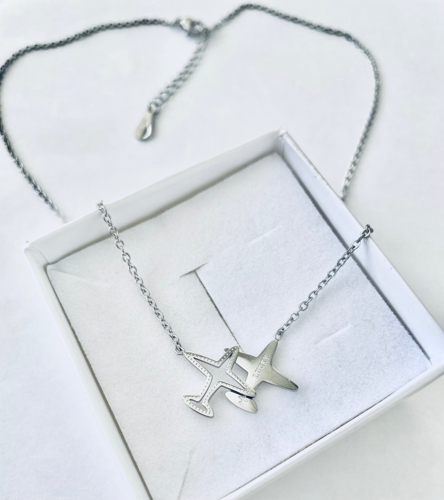 Lucky Airplane Necklace (Silver)