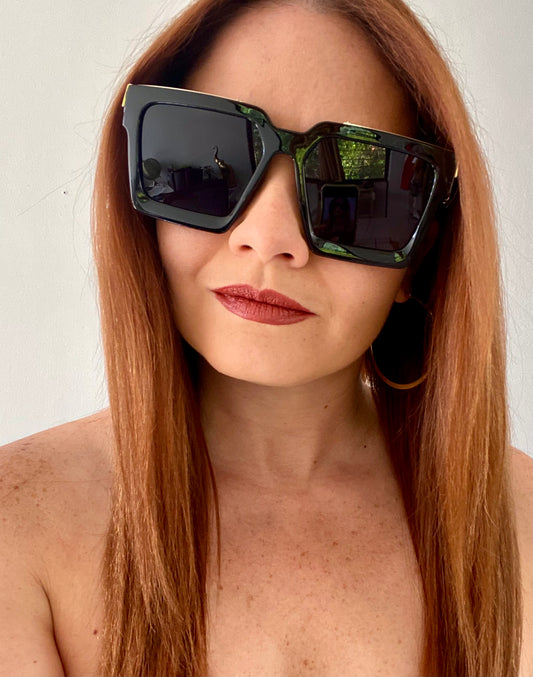 Metal Trimmed Square Sunglasses