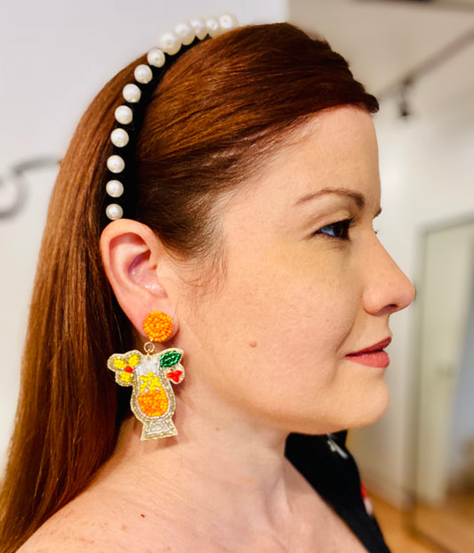 Cocktail Glass Drop Earring (Orange Multi)