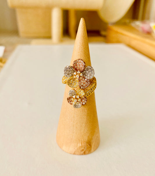 Three Tone Flower Ring