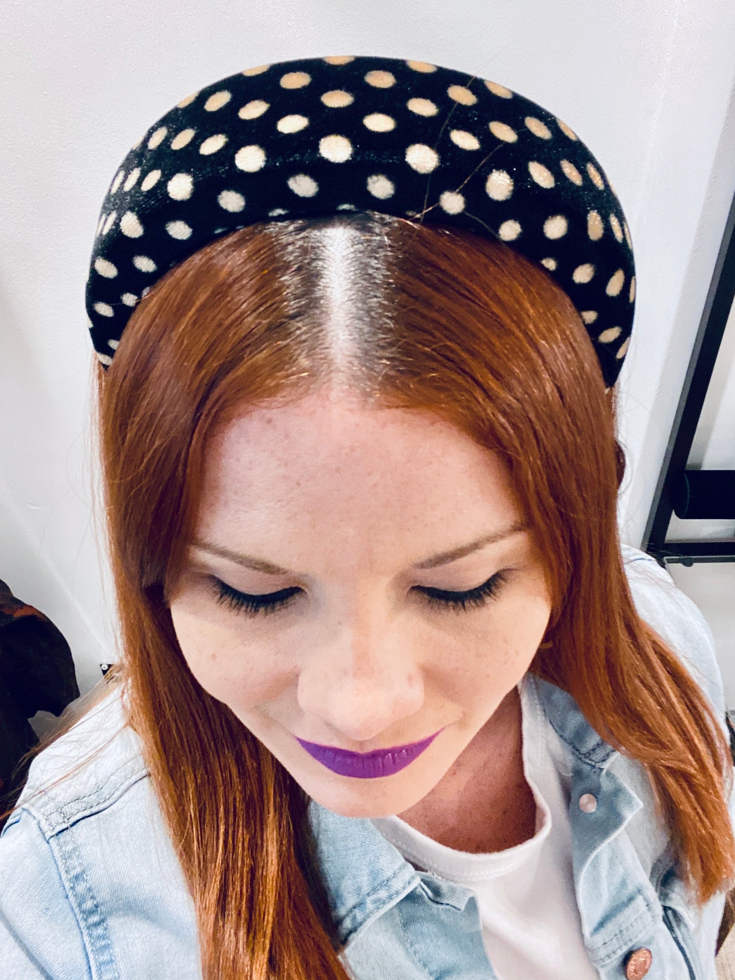 Polka Dot Velvet Headband