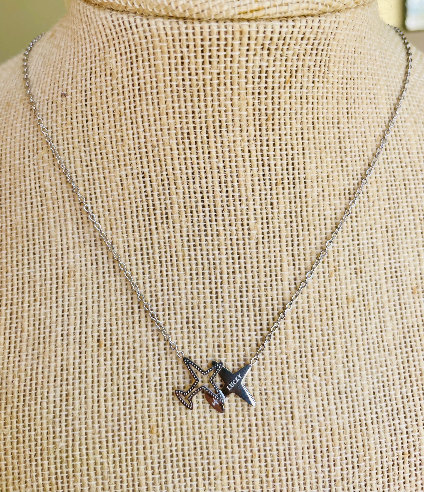 Lucky Airplane Necklace (Silver)