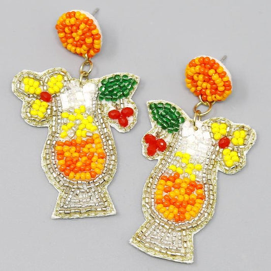 Cocktail Glass Drop Earring (Orange Multi)