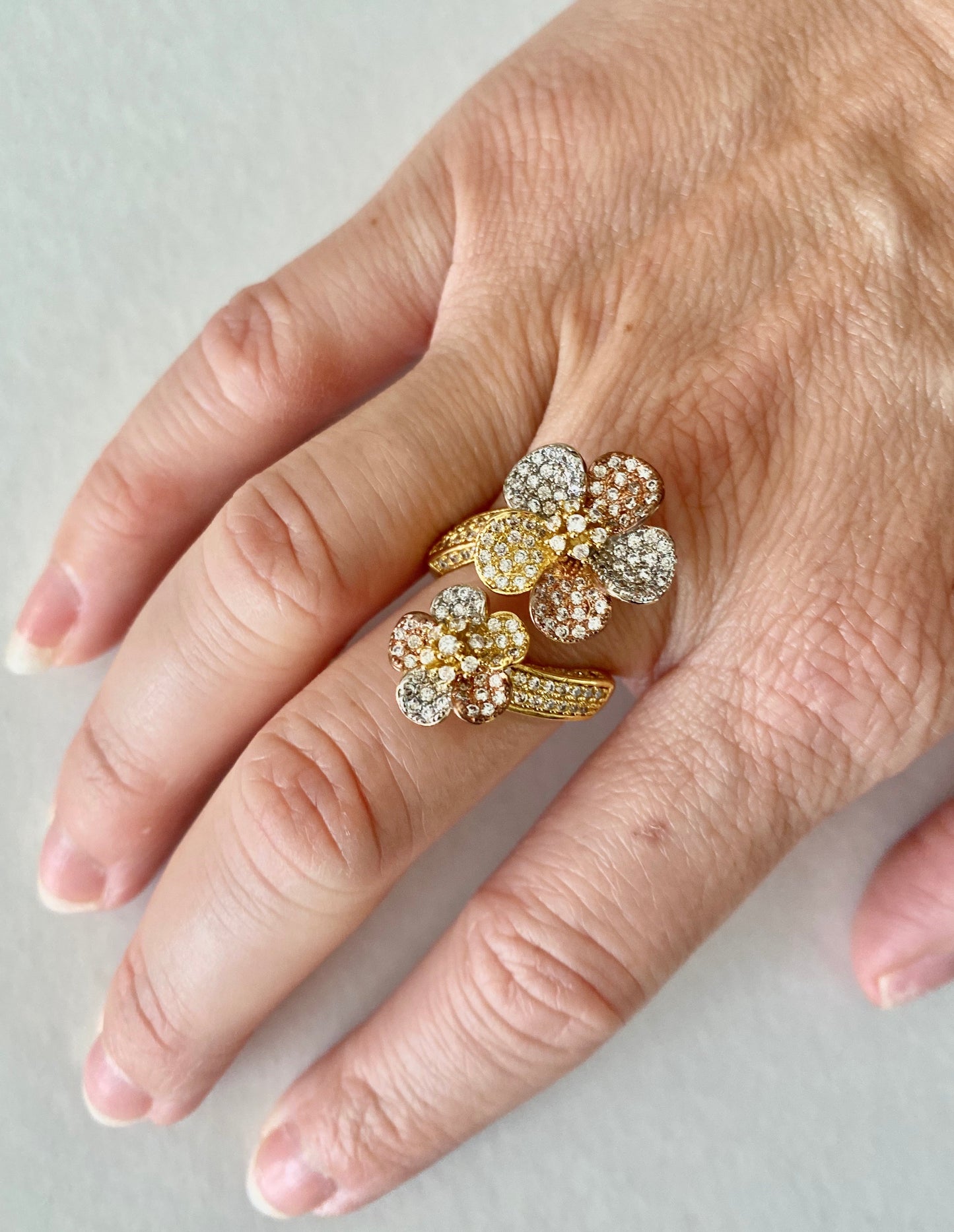 Three Tone Flower Ring